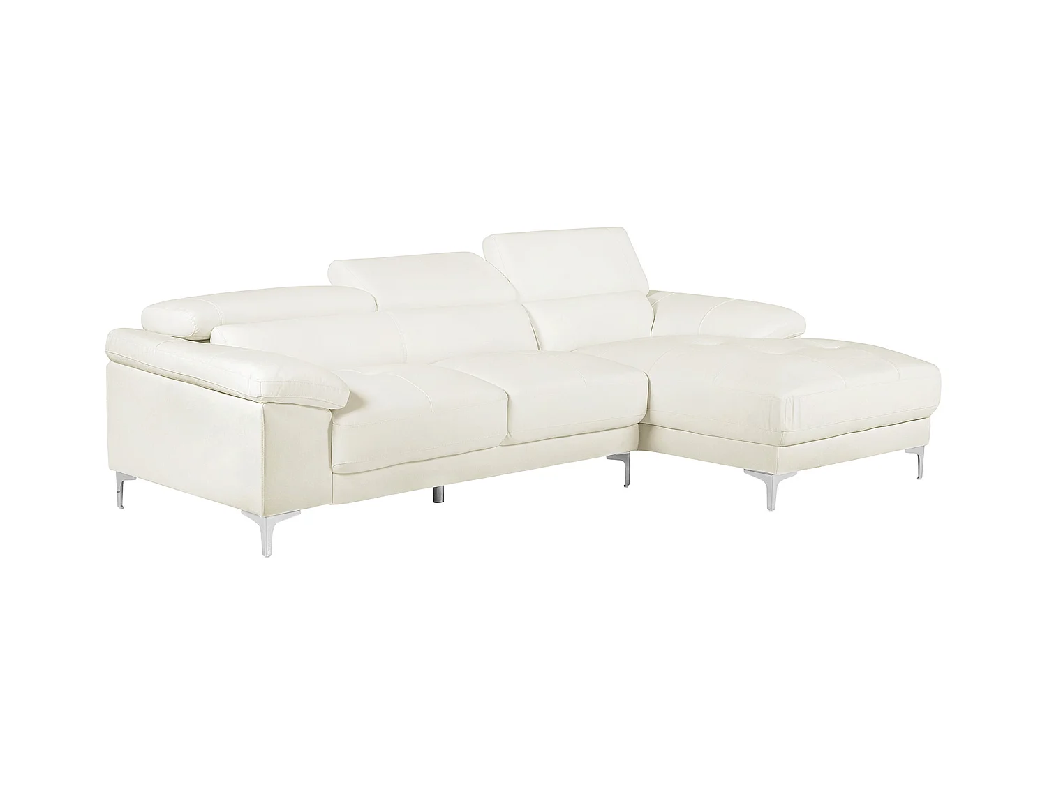 Canapé d'angle en cuir SOLANGE - Blanc - Angle droit