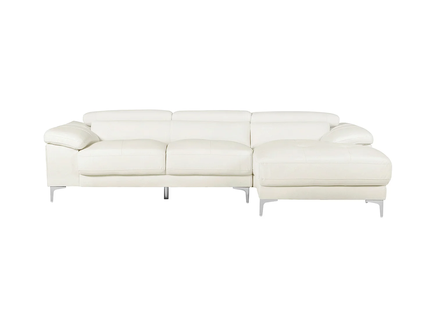 Canapé d'angle en cuir SOLANGE - Blanc - Angle droit