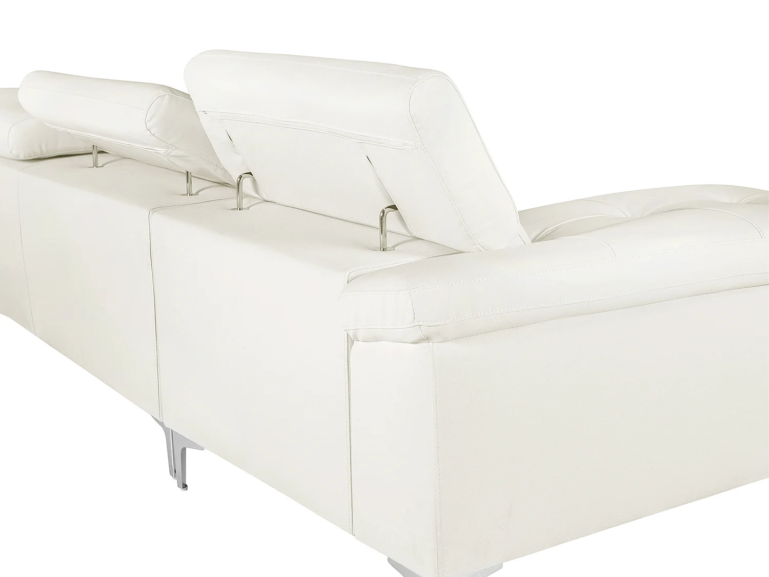 Canapé d'angle en cuir SOLANGE - Blanc - Angle droit