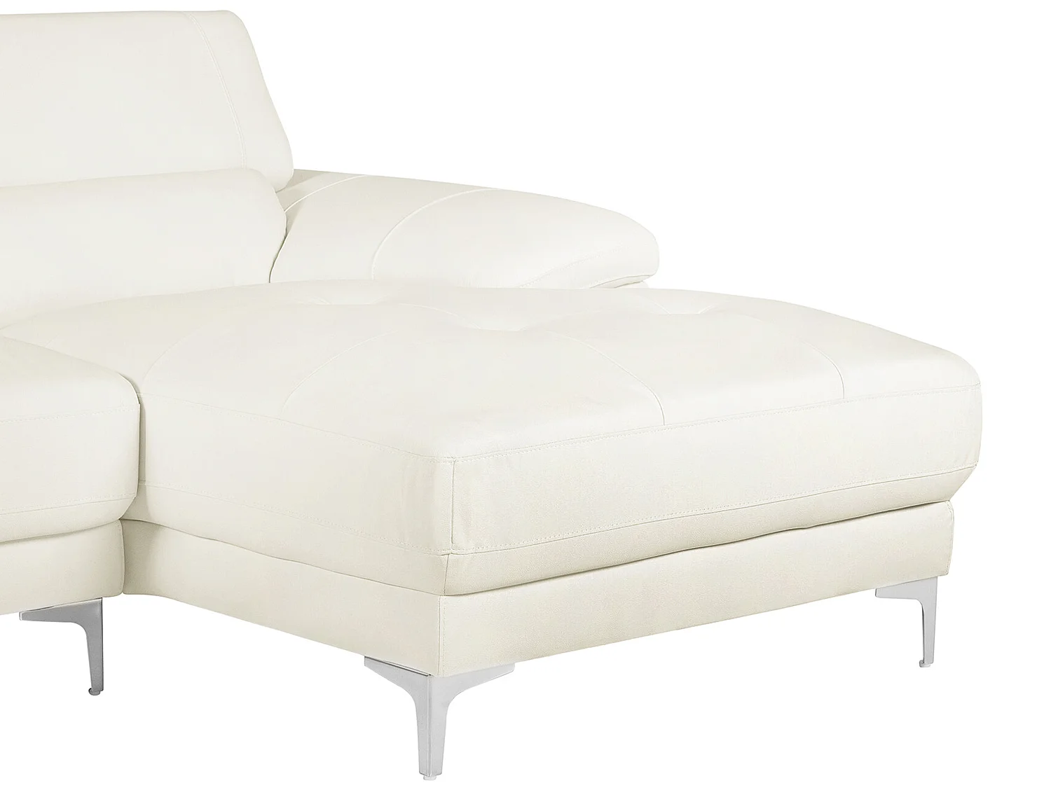 Canapé d'angle en cuir SOLANGE - Blanc - Angle droit