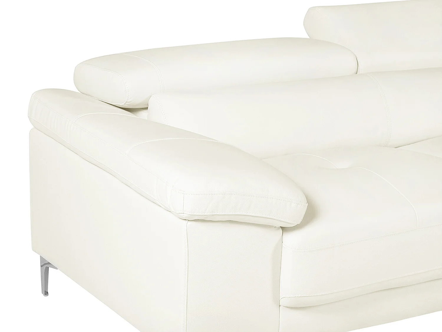 Canapé d'angle en cuir SOLANGE - Blanc - Angle droit