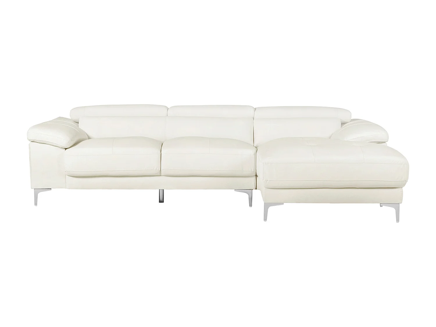 Canapé d'angle en cuir SOLANGE - Blanc - Angle droit