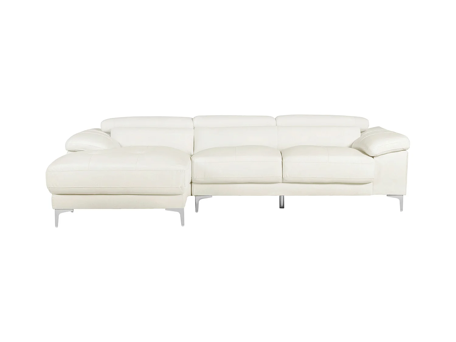 Sofá rinconera de piel SOLANGE - Color blanco - Ángulo izquierdo