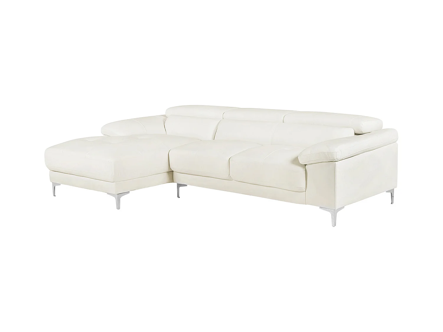 Sofá rinconera de piel SOLANGE - Color blanco - Ángulo izquierdo
