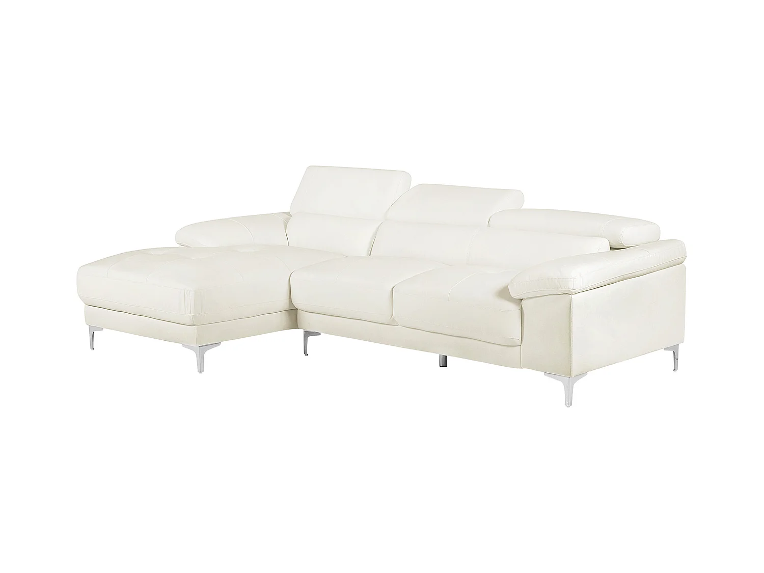 Sofá rinconera de piel SOLANGE - Color blanco - Ángulo izquierdo