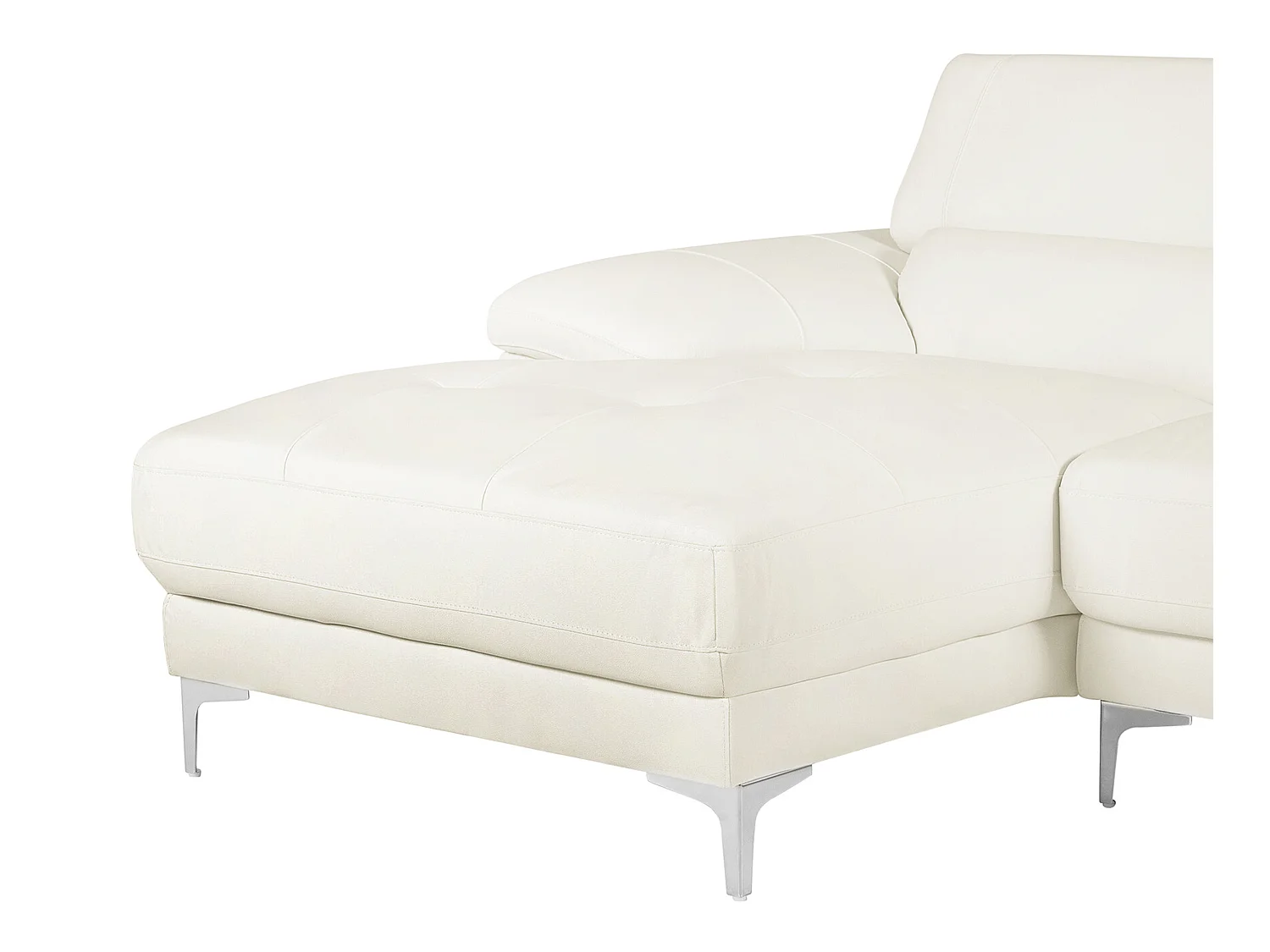 Sofá rinconera de piel SOLANGE - Color blanco - Ángulo izquierdo