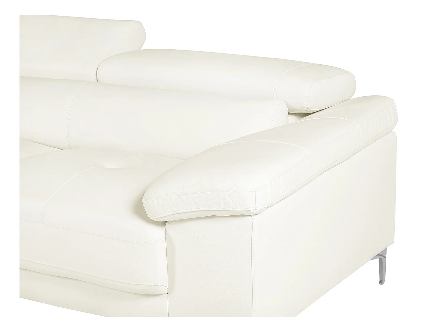 Sofá rinconera de piel SOLANGE - Color blanco - Ángulo izquierdo