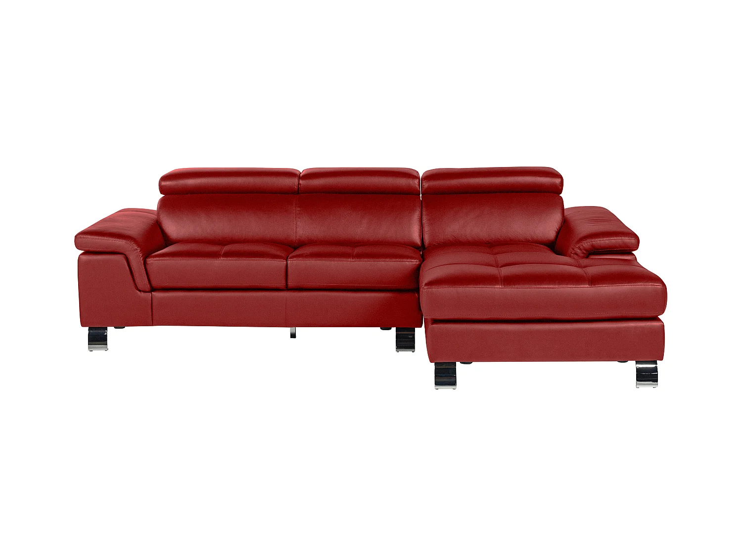 Kanapa narożna ze skóry MISHIMA - Czerwony - Narożnik prawostronny