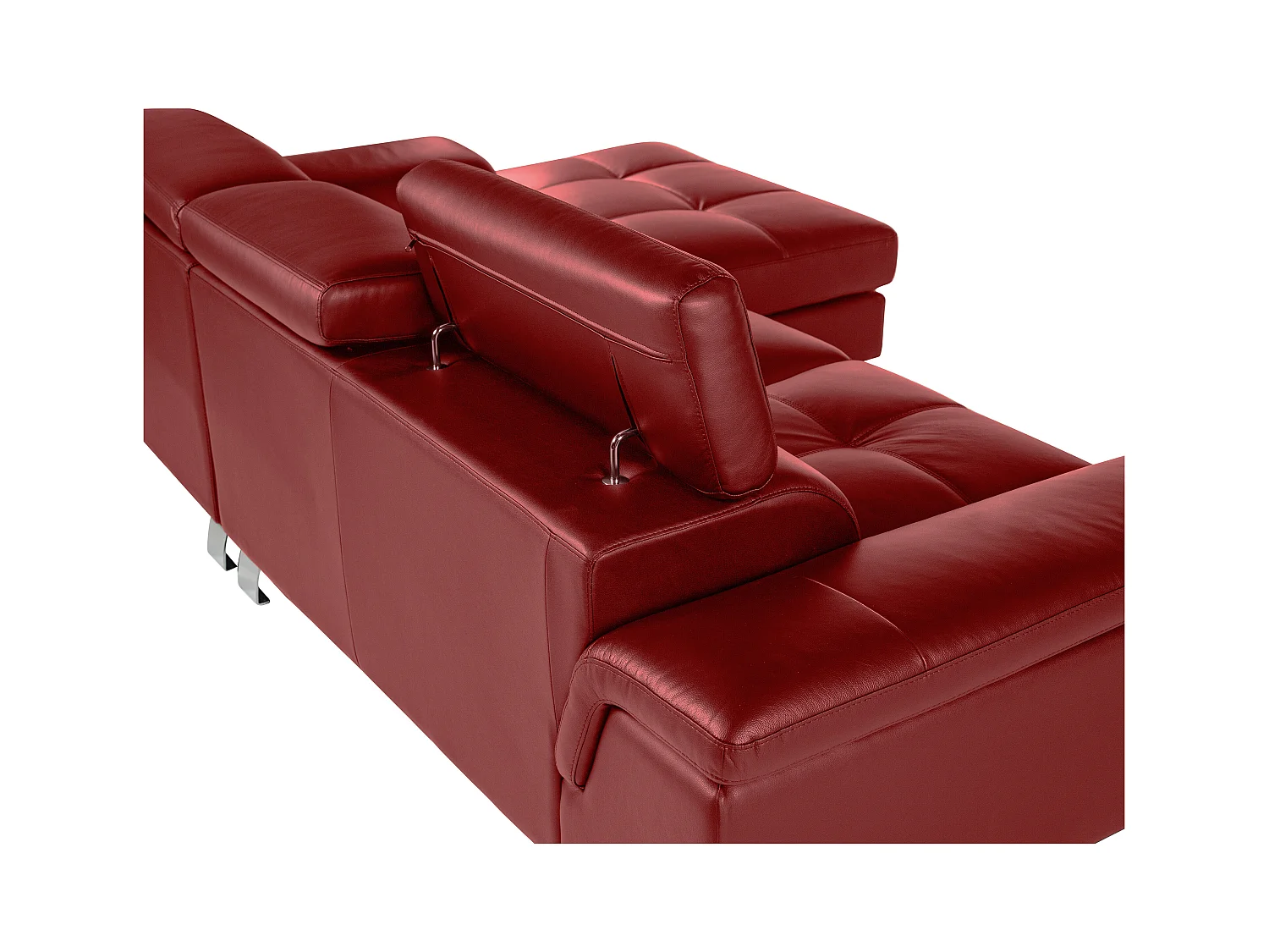 Kanapa narożna ze skóry MISHIMA - Czerwony - Narożnik prawostronny