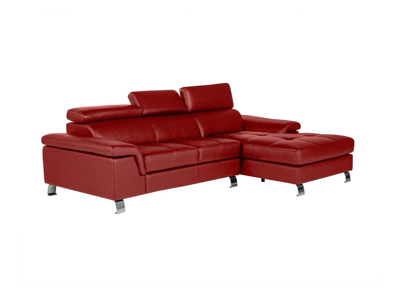 Canapé d'angle cuir MISHIMA - Rouge - Angle droit