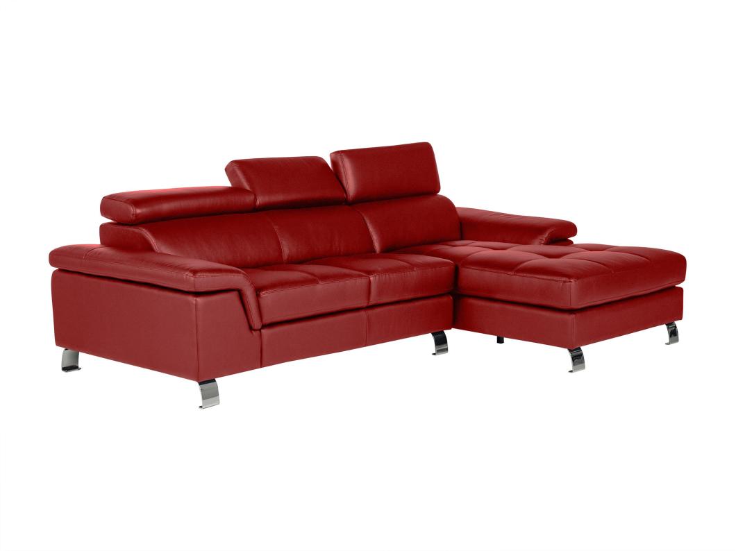 Canapé d'angle cuir MISHIMA - Rouge - Angle droit