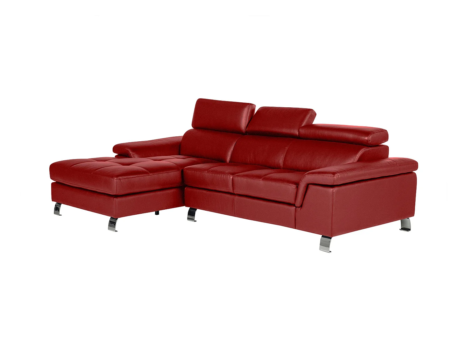 Ecksofa Leder - Ecke Links - Rot - MISHIMA