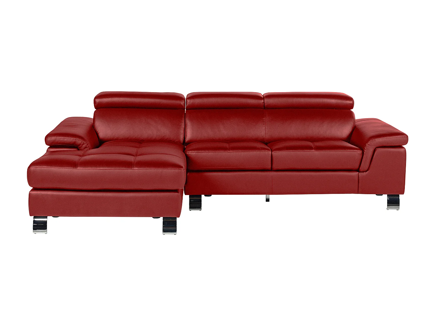 Sofá de canto em pele Vermelho - Canto esquerdo -  MISHIMA