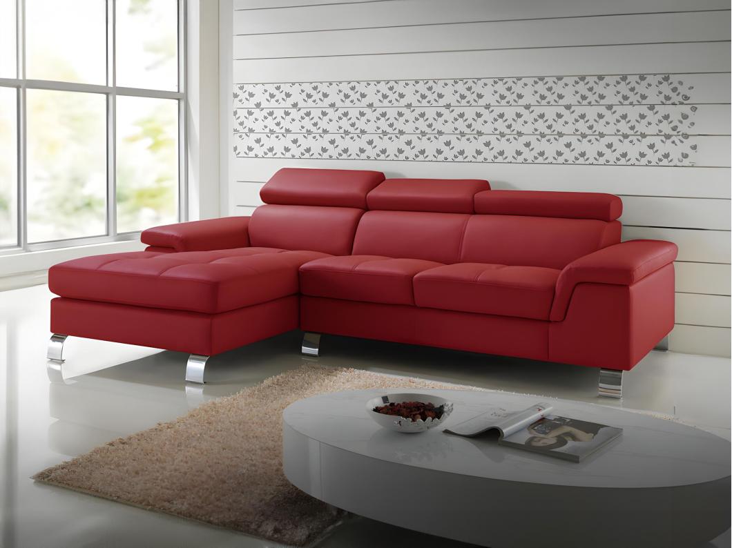 Ecksofa Leder - Ecke Links - Rot - MISHIMA