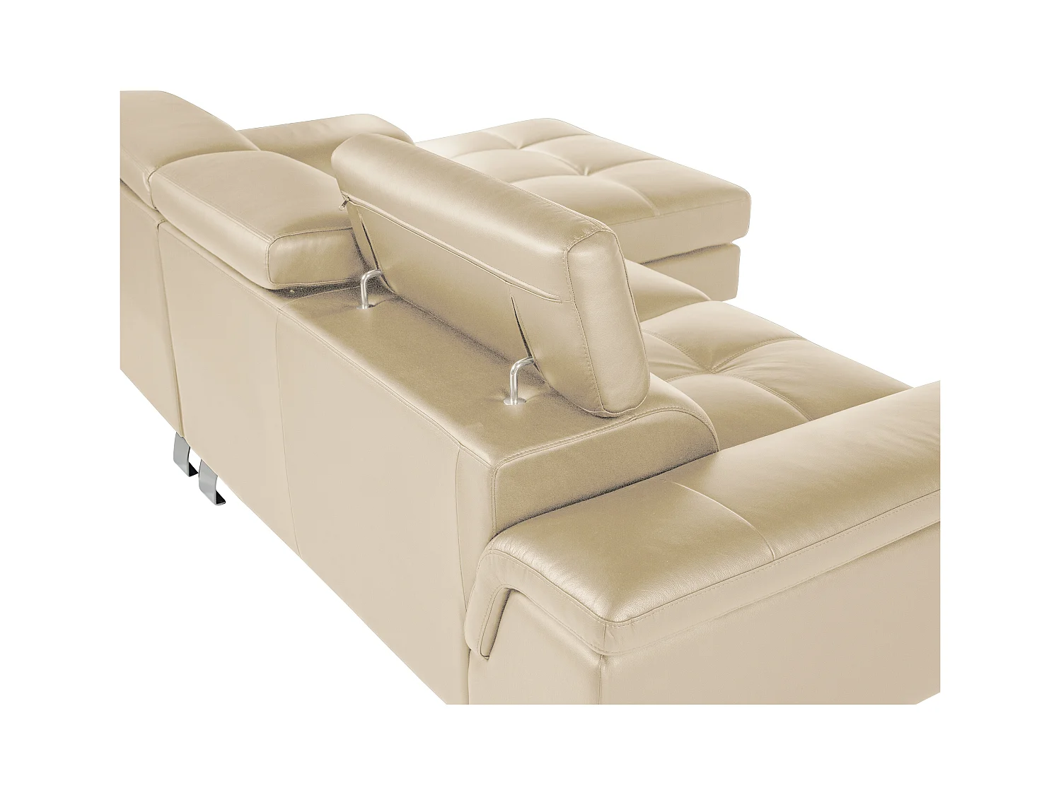 Canapé d'angle droit en cuir beige MISHIMA