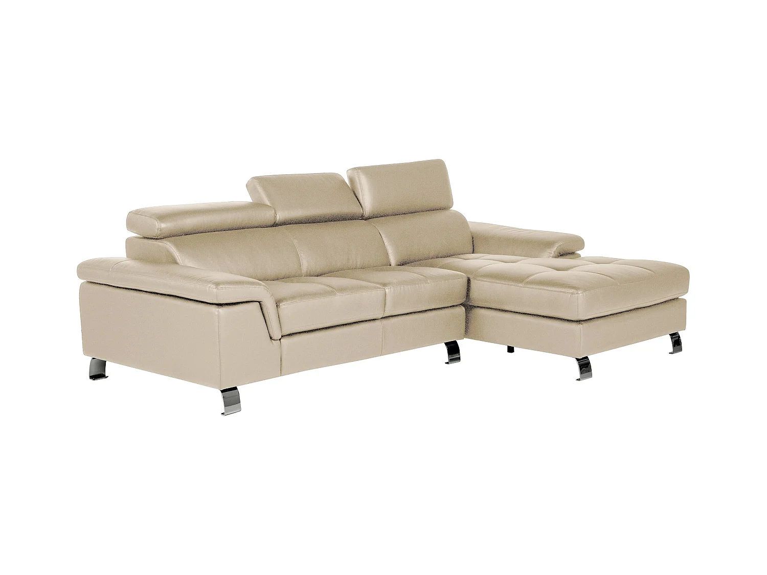 Ecksofa Leder - Ecke Rechts - Taupe - MISHIMA