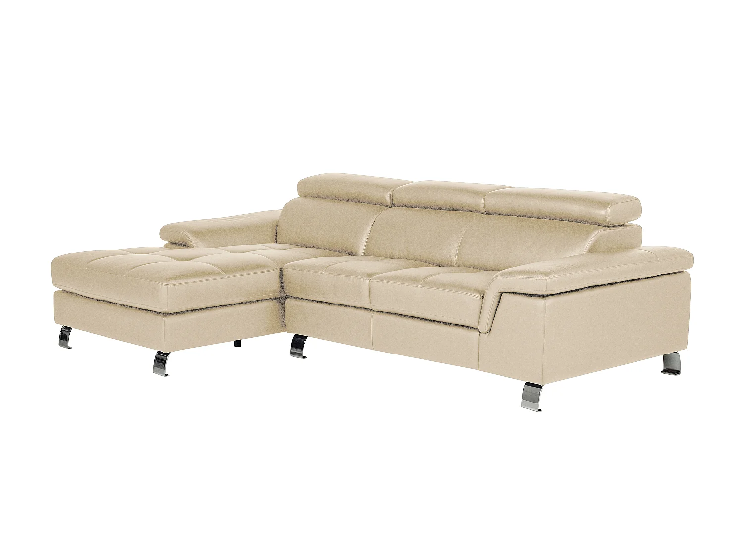 Canapé d'angle gauche en cuir beige MISHIMA