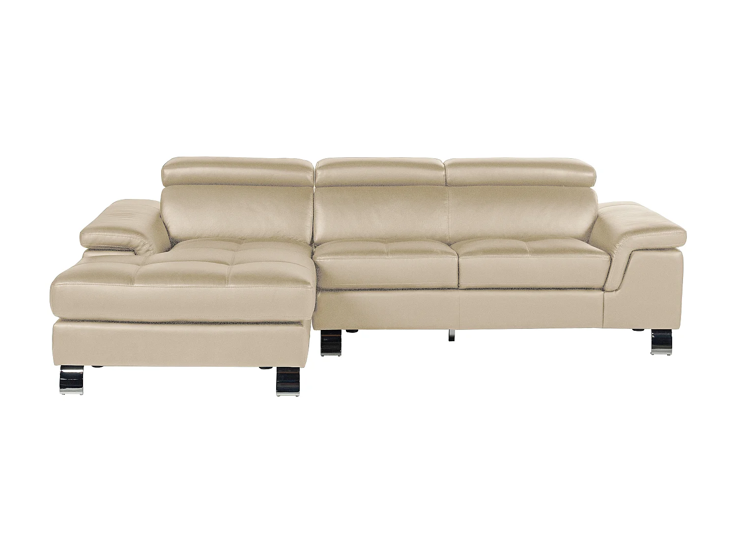 Canapé d'angle gauche en cuir beige MISHIMA