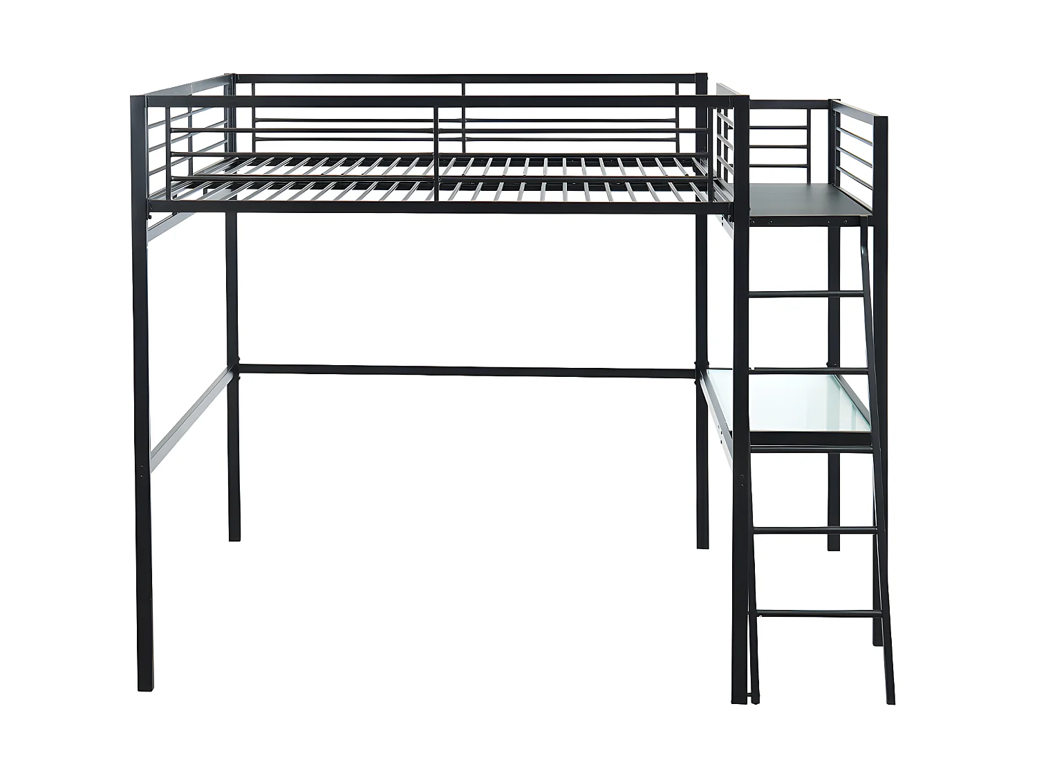 Set: Hochbett mit Schreibtisch + Matratze - 140 x 190 cm - Anthrazit - CASUAL II