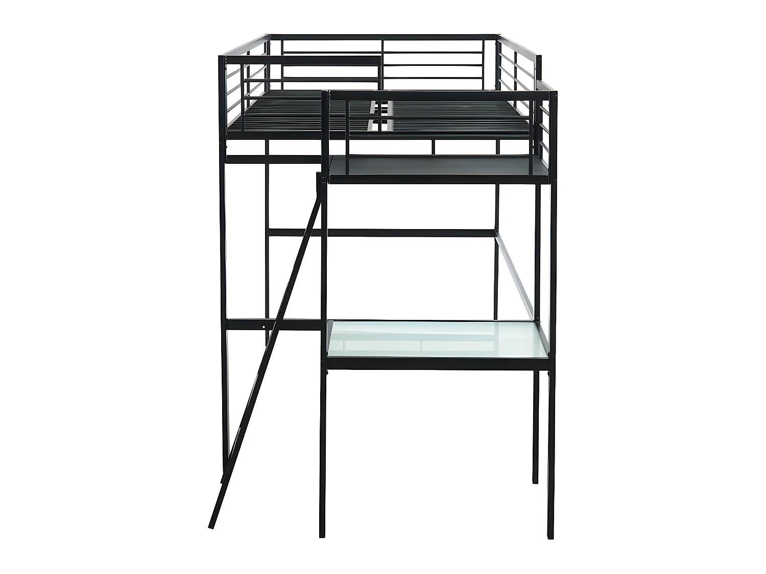Set: Hochbett mit Schreibtisch + Matratze - 140 x 190 cm - Anthrazit - CASUAL II