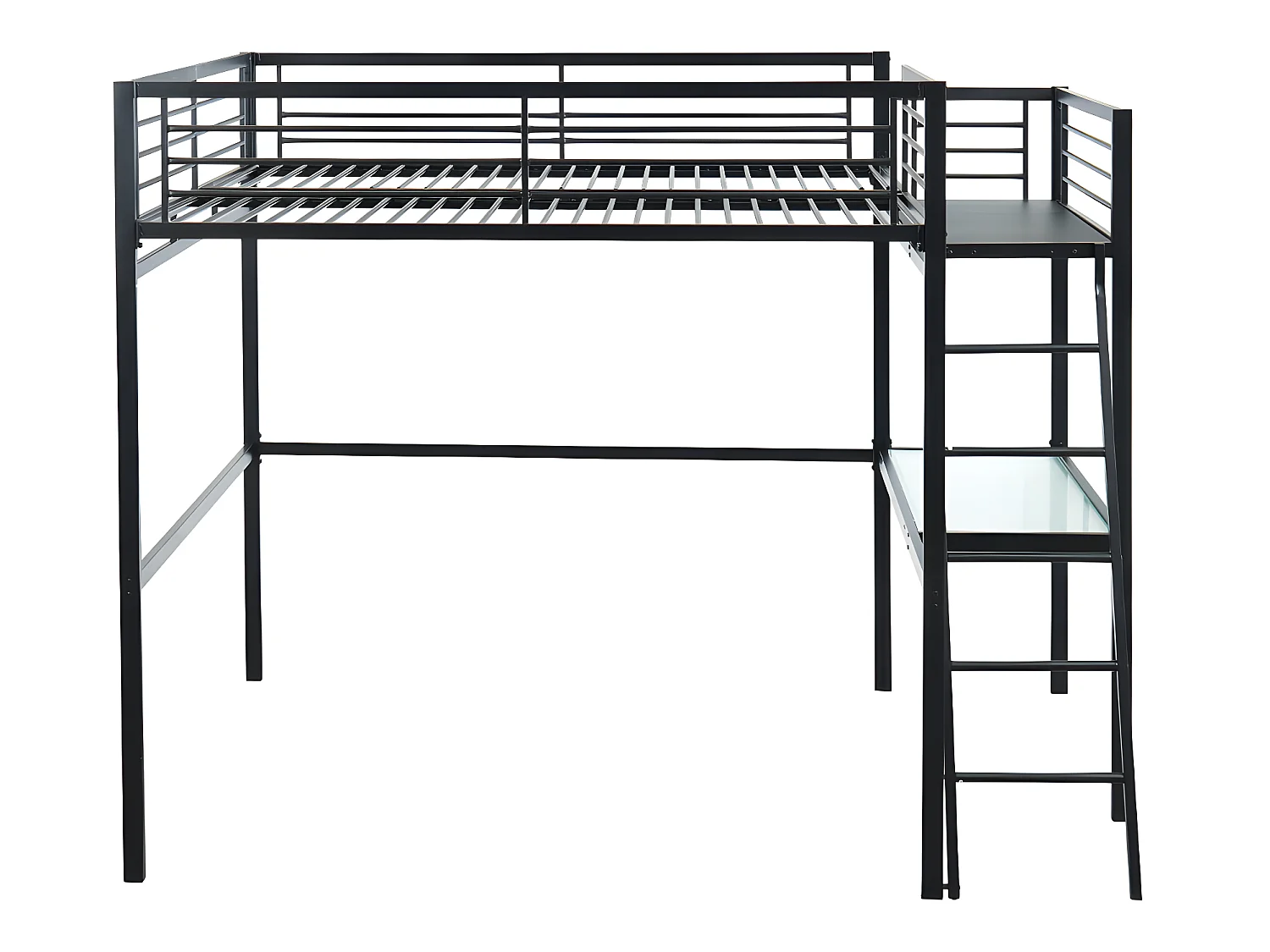 Lit mezzanine CASUAL II - 140 x 190 cm - plateforme bureau - Anthracite + matelas
