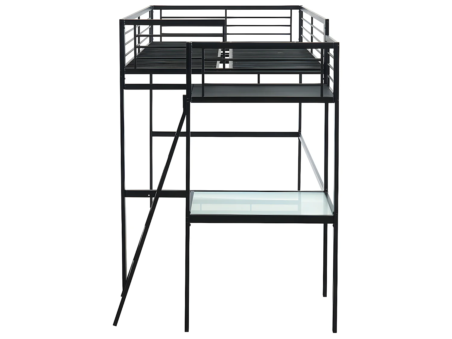 Lit mezzanine CASUAL II - 140 x 190 cm - plateforme bureau - Anthracite + matelas