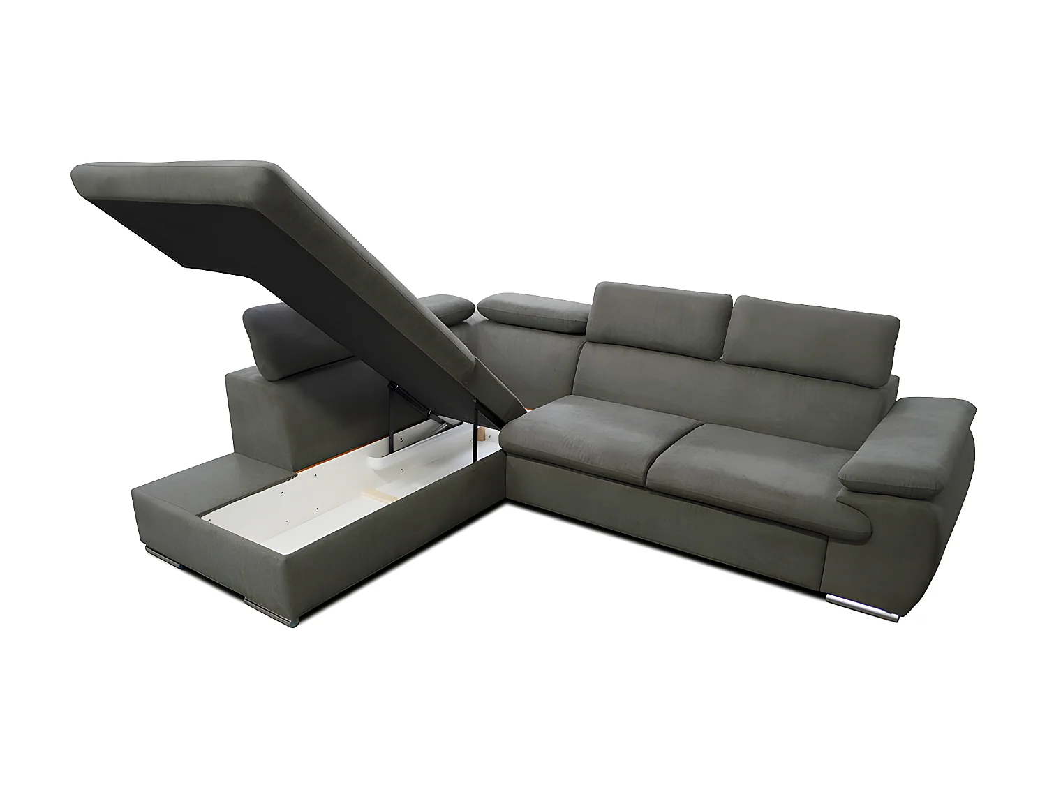 Ecksofa mit Schlaffunktion & Bettkasten - Ecke Links - Taupe - FABIEN
