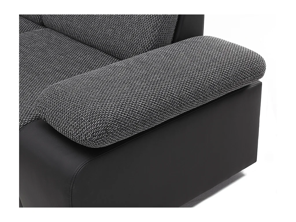 Sofá cama rinconera simétrico de tela y piel sintética RABELAIS - Bicolor gris antracita y negro