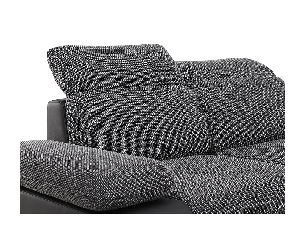 Sofá cama rinconera simétrico de tela y piel sintética RABELAIS - Bicolor gris antracita y negro