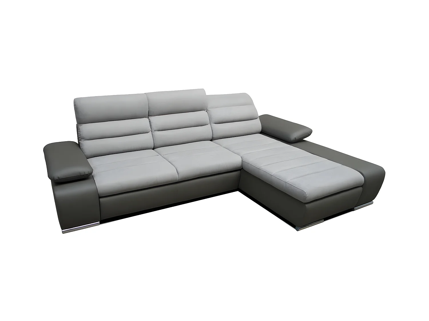 Ecksofa mit Schlaffunktion & Bettkasten - Ecke Rechts - Grau - MIRABEAU