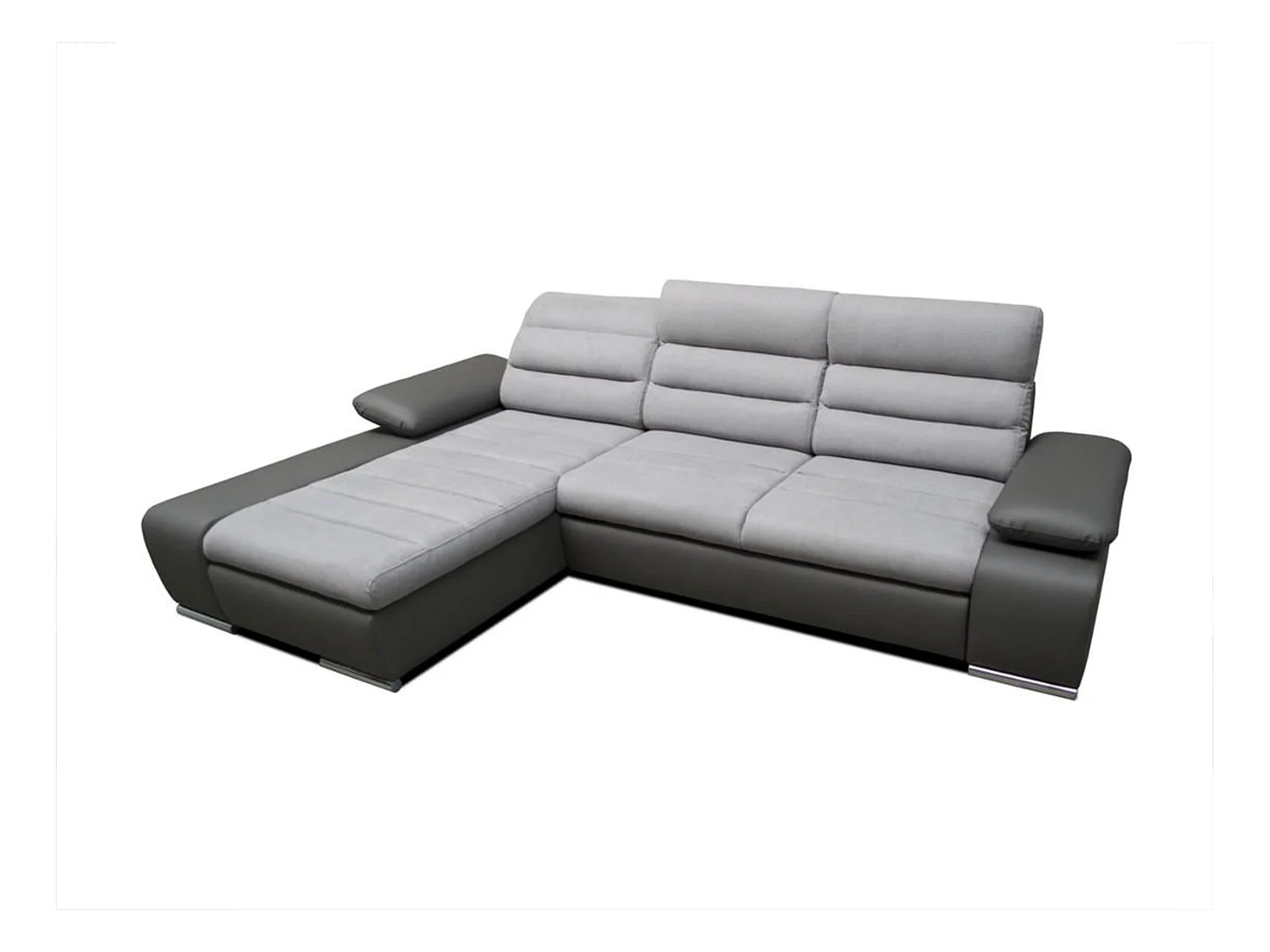 Canapé d'angle convertible en tissu et simili MIRABEAU - Bicolore gris/anthracite - Angle gauche