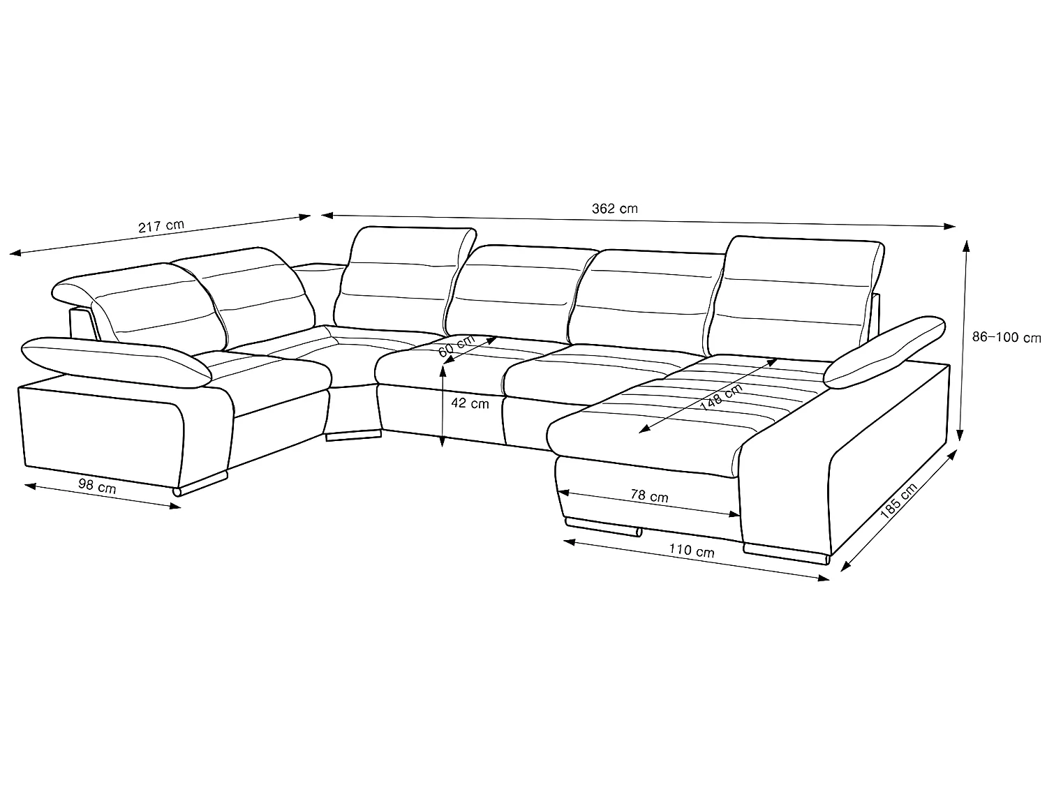 Canapé d'angle panoramique convertible en tissu et simili BOILEAU - Bicolore gris/anthracite - Angle droit