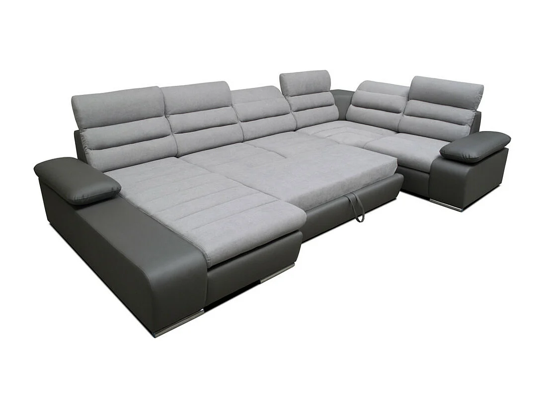 Wohnlandschaft mit Schlaffunktion - Ecke Links - Grau & Anthrazit - BOILEAU