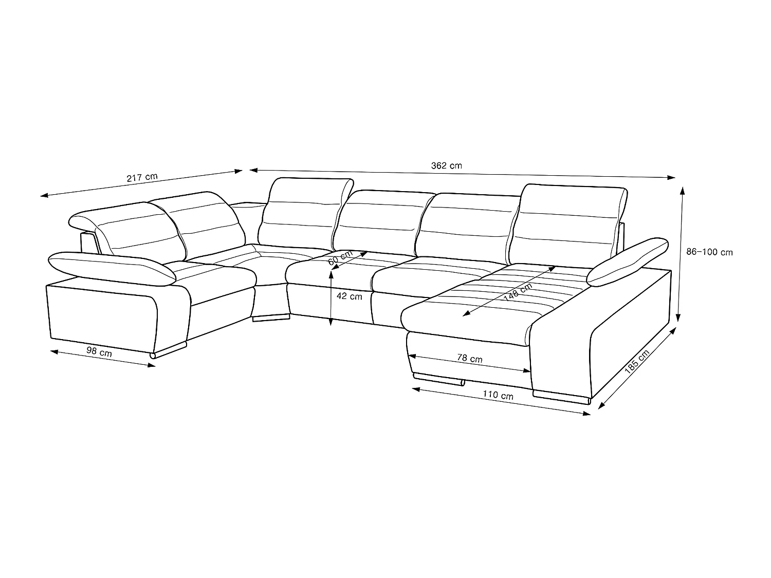 Canapé d'angle panoramique convertible en tissu et simili BOILEAU - Bicolore gris/anthracite - Angle gauche