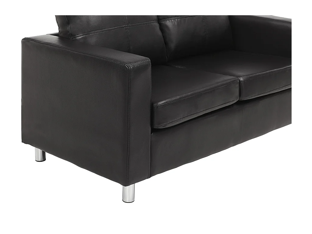 Couchgarnitur 3+2 - Kunstleder - Schwarz - ACKLEY