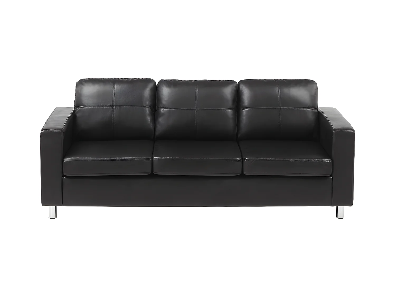 Driezitsbank en fauteuil van kunstleer ACKLEY - Zwart