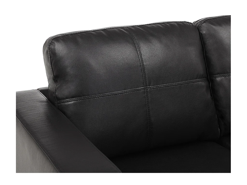 Driezitsbank en fauteuil van kunstleer ACKLEY - Zwart