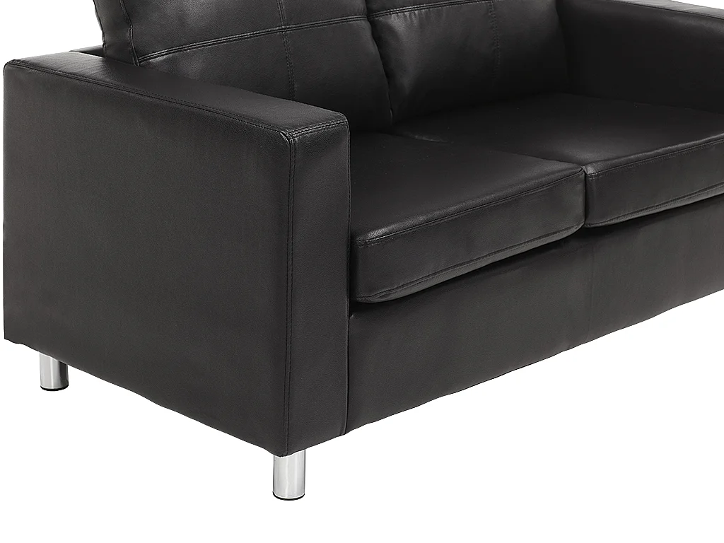 Canapés 3 places 2 places et un fauteuil en simili ACKLEY - Noir