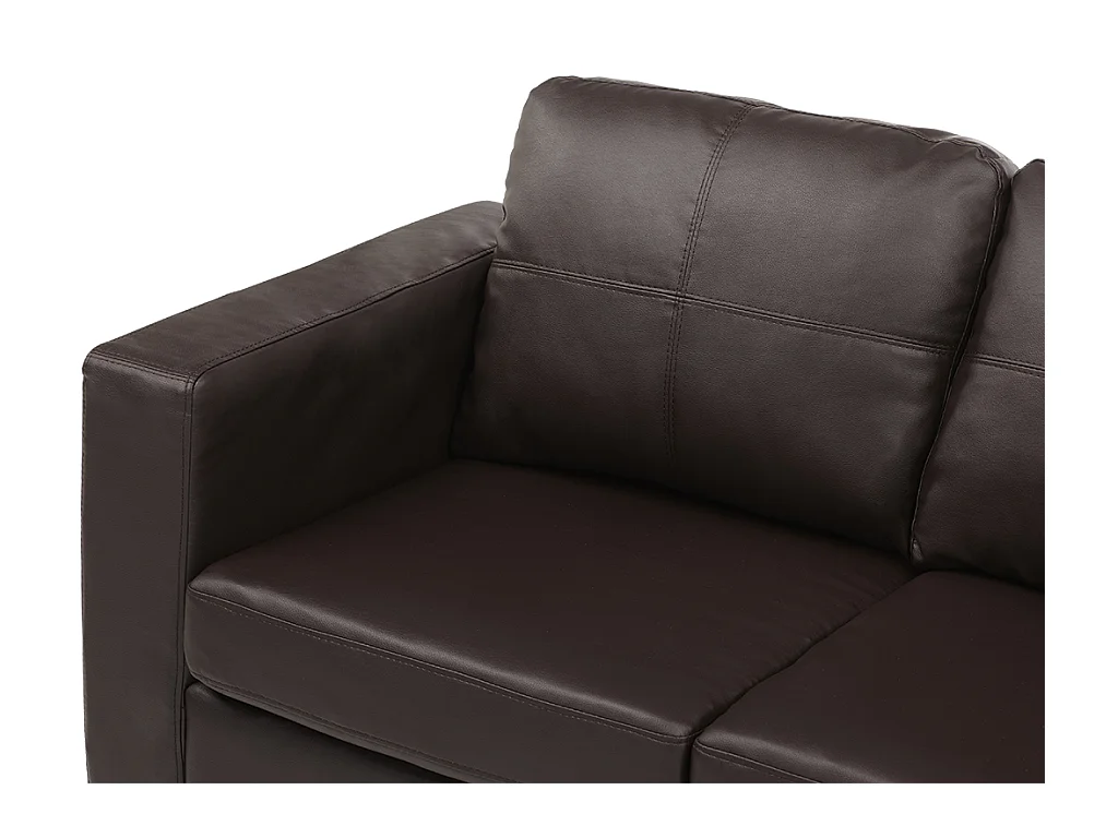 Sofá 3+2 plazas de piel sintética ACKLEY - Marrón