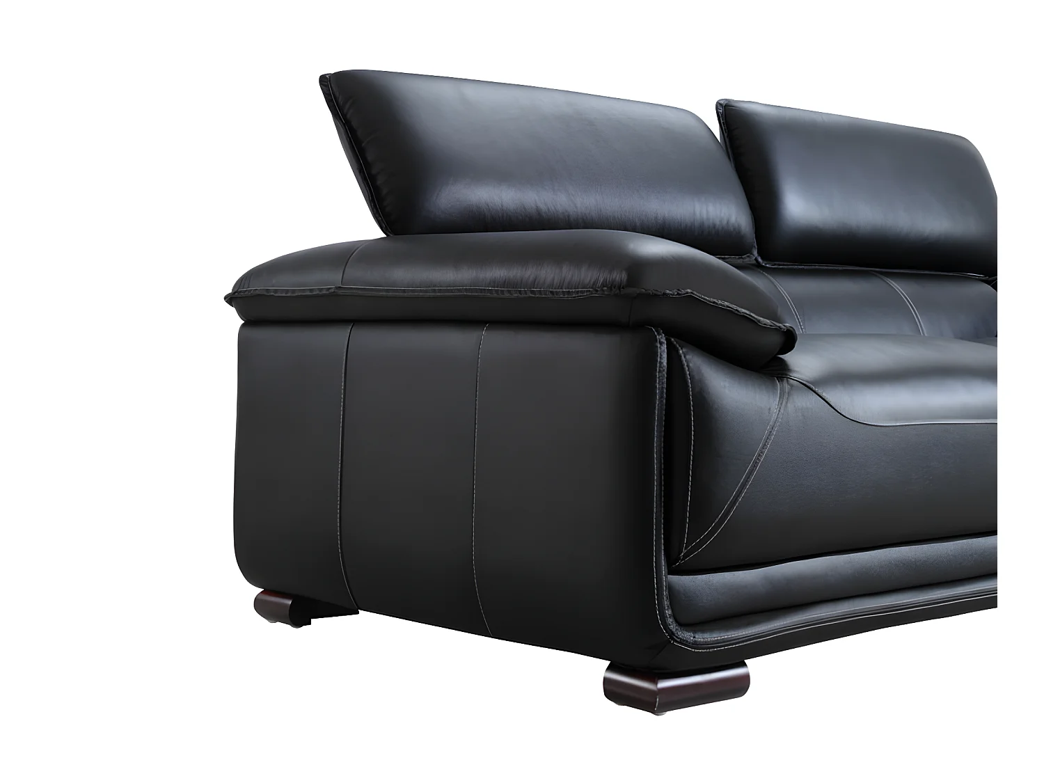 Ledersofa 3-Sitzer - Schwarz - MACELO