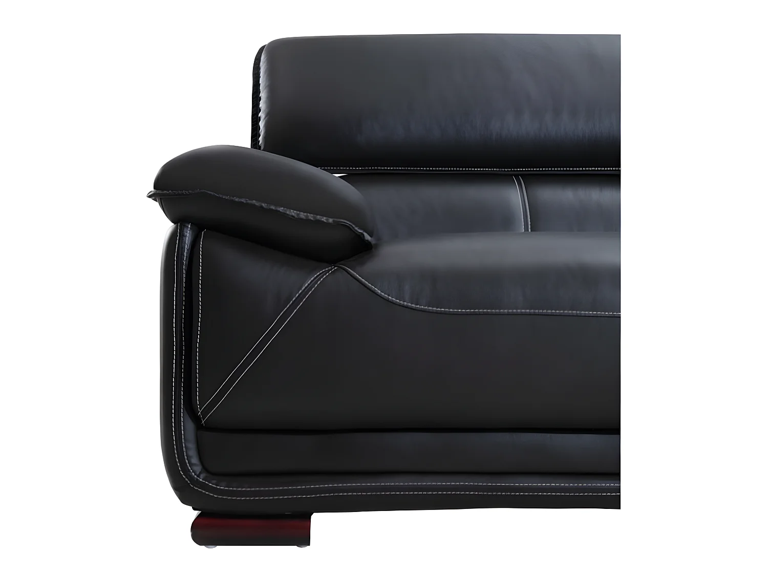 Ledersofa 3-Sitzer - Schwarz - MACELO