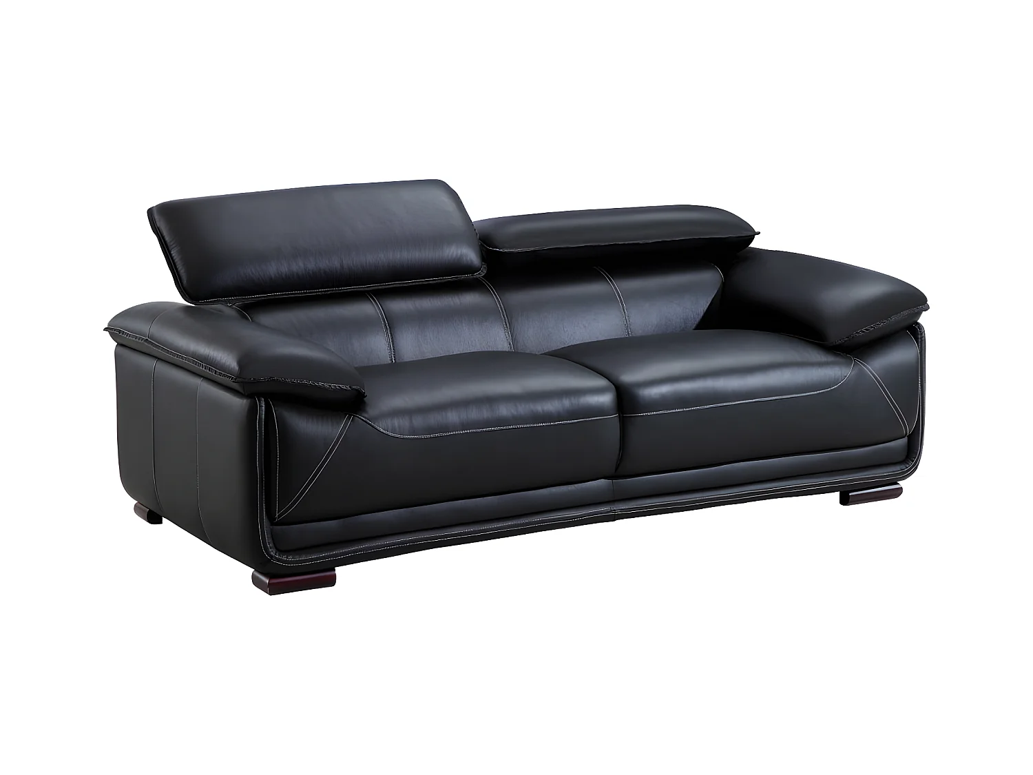 Ledersofa 3-Sitzer - Schwarz - MACELO