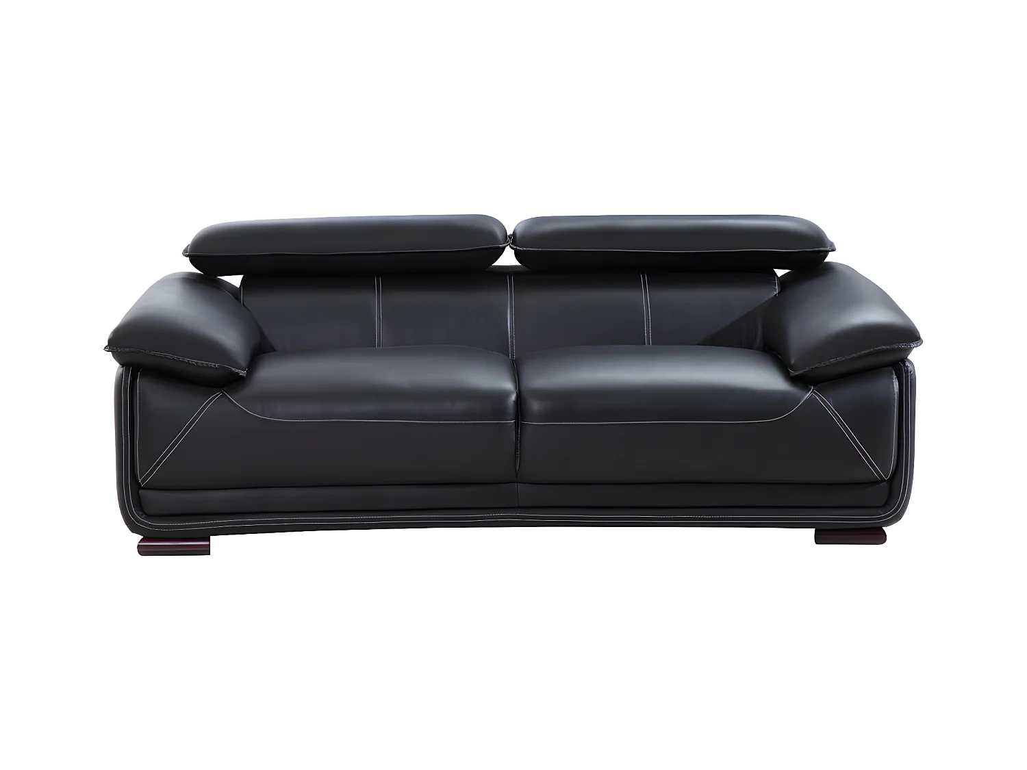 Ledersofa 3-Sitzer - Schwarz - MACELO