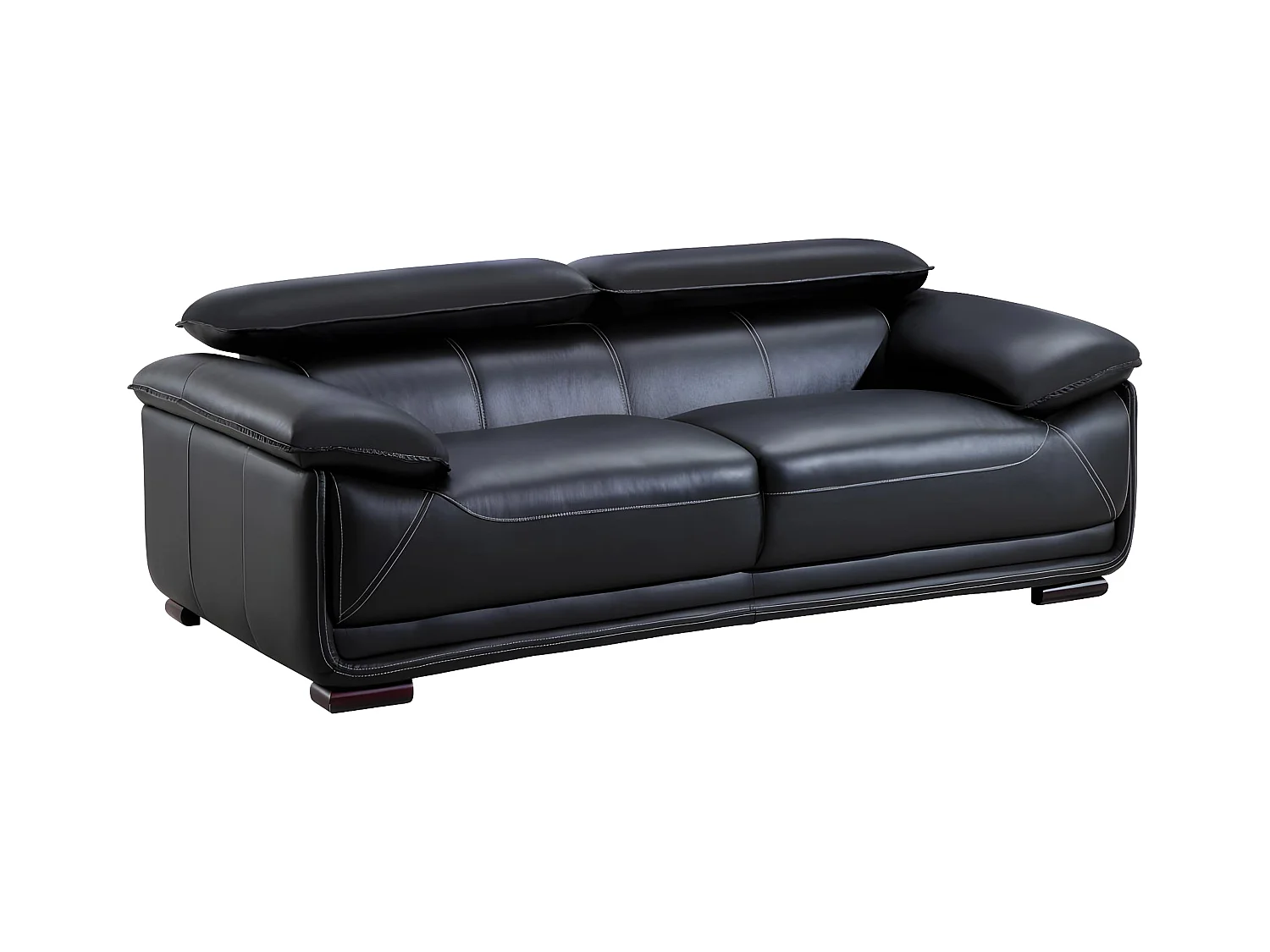 Ledersofa 3-Sitzer - Schwarz - MACELO