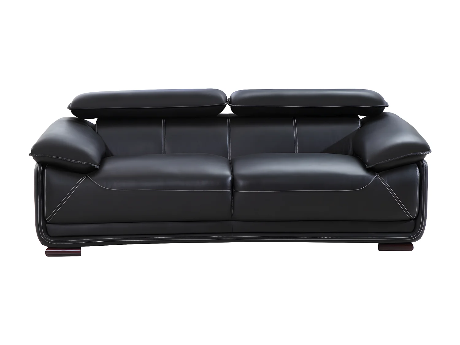 Driezitsbank van leer MACELO - Zwart