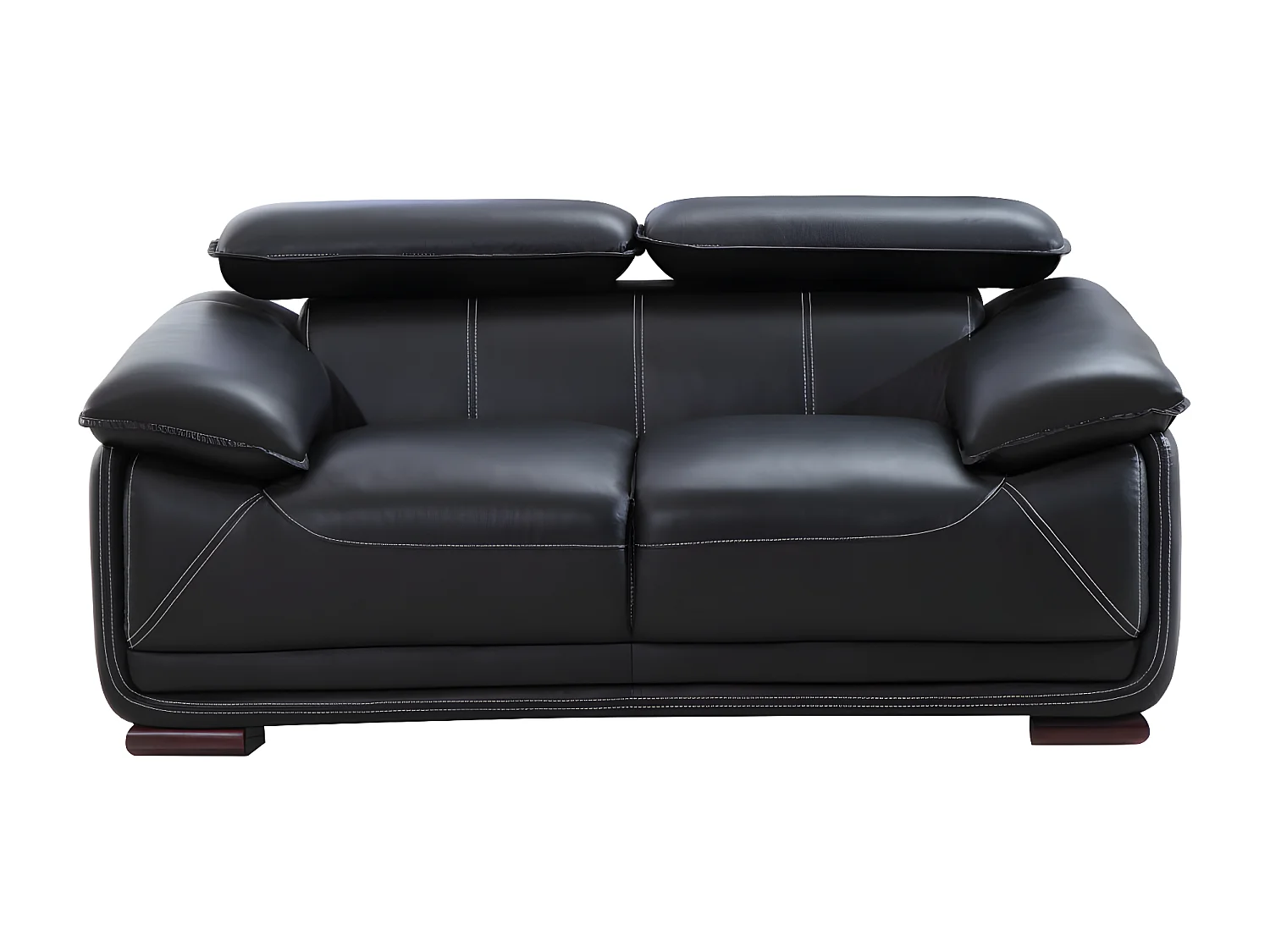 Tweezitsbank van leer MACELO - Zwart