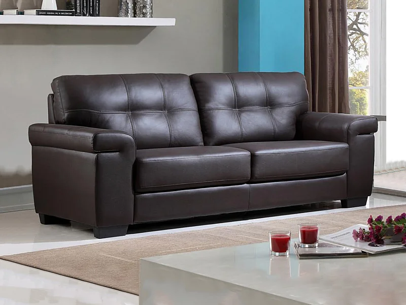 Driezitsbank HAZEL van leer - Bruin