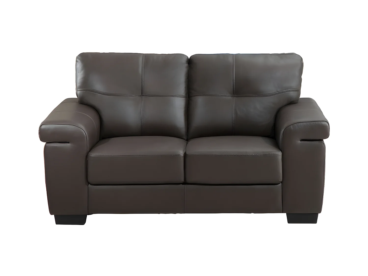 Ledersofa 2-Sitzer - Braun - HAZEL