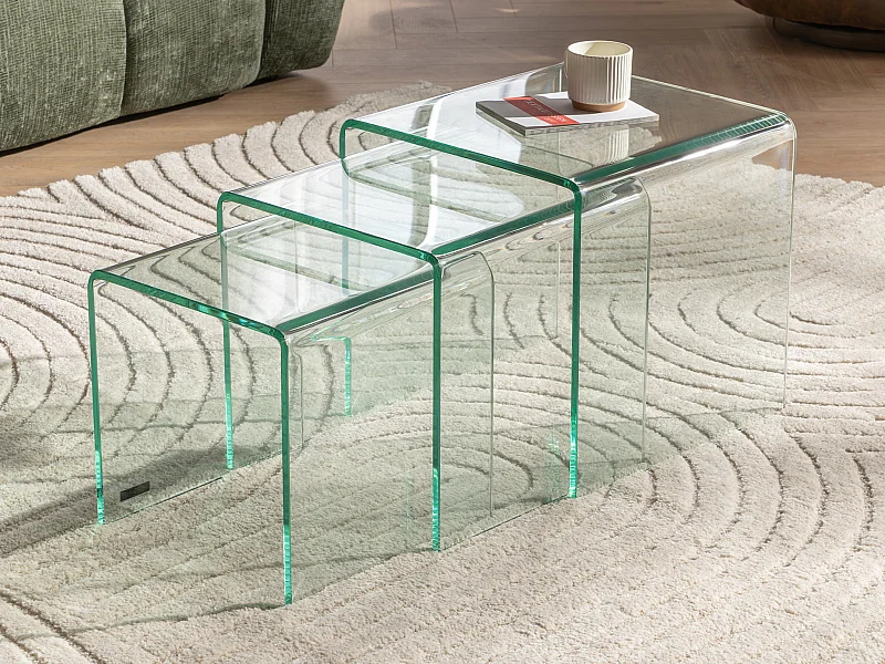 Tables basses gigognes MINKA - Verre courbé