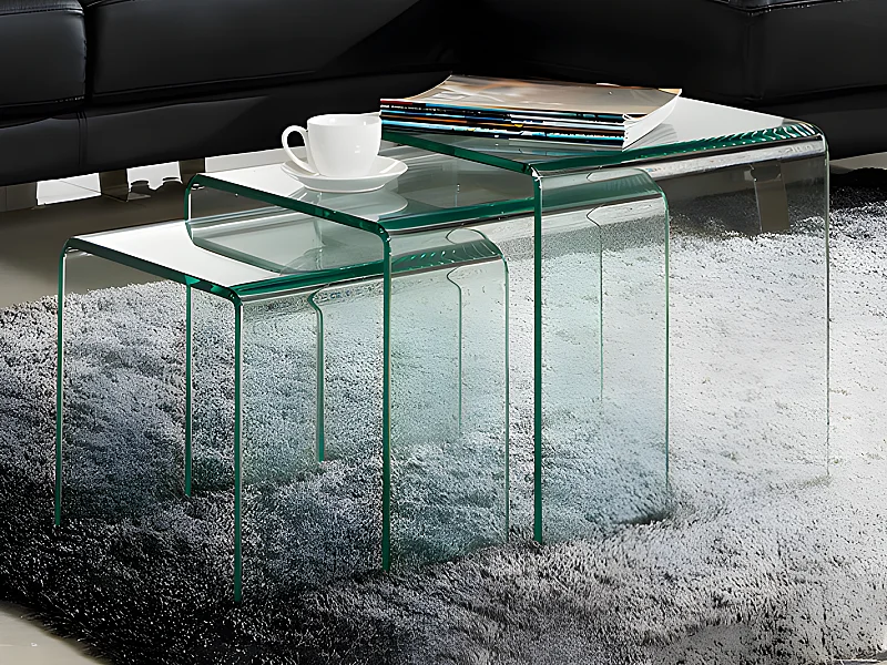 Tables basses gigognes MINKA - Verre courbé